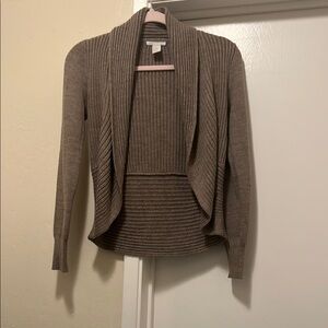 Brown Cardigan Sweater with Sleeveless Top